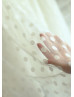Sheer Neck Ivory Polka Dots Tulle Knee Length Flower Girl Dress